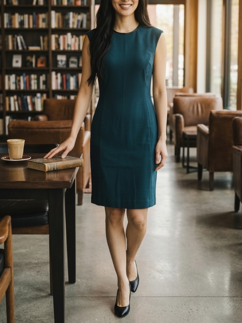 EUC Premise Sleeveless Teal Sheath Dress - Women's Professional Dress